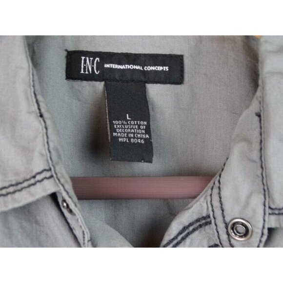 INC International Concepts Men Shirt Large Embroidered Long Sleeve Snap Down - Picture 6 of 11